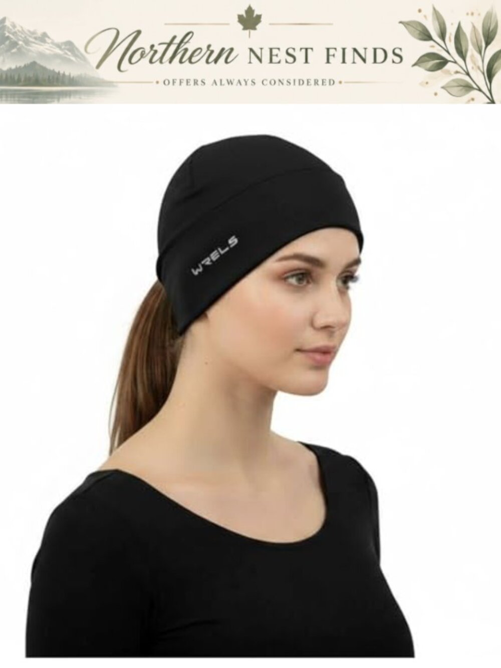 Thermal Running Skull Cap with Ear Flaps Ponytail Winter Beanie